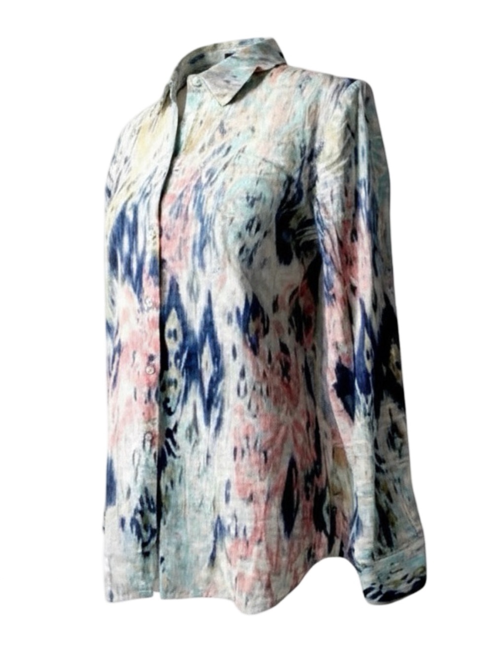 Chico's Women's No-Iron Paisley Print Long-Sleeve Shirt. Size 0 - Picture 3 of 10